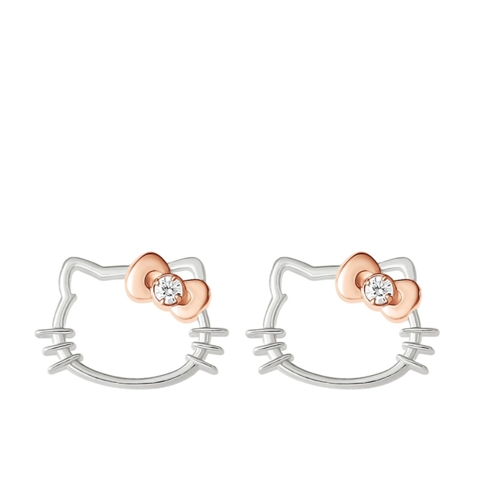 Hello Kitty Sterling Silver and DIAMOND Earrings SANRIO